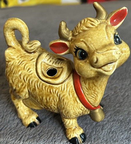 Jersey cow pottery figurine - pottery,
