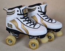 Rio Varsity Roller Quad Skates Womens Girls Retro Style White Gold UK 4 EUR 37