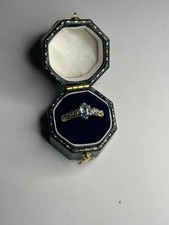 Superb ladies Gift! Solid 9ct Gold aquamarine & diamond ring Size K 1/2