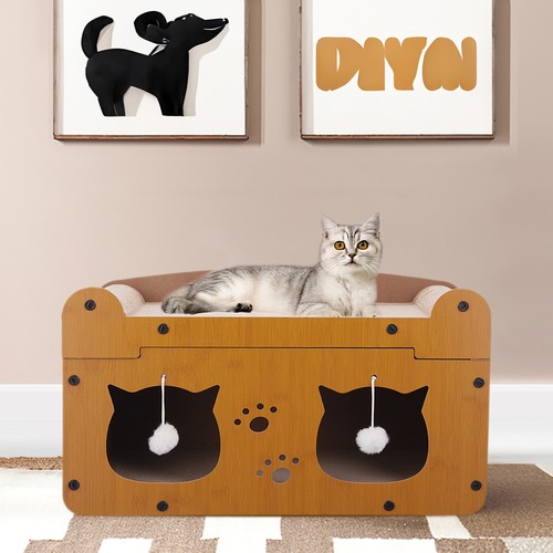 Cat cardboard house scratching - cat,