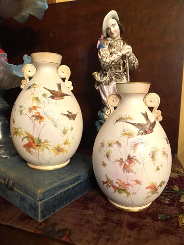 Pair antique hand painted - pair,