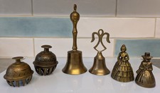 Lot of 6 Vintage Brass Bells - Claw - Lady
