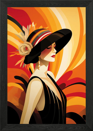 Art deco lady framed wall - deco,