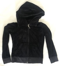 Juicy Couture Y2K Vintage Girls Black Velour Tracksuit - 2 Piece, Age 6 - 7