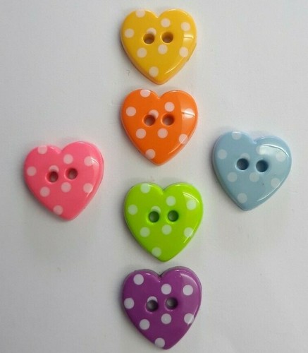 Heart buttons 15mm polka - , dot