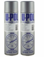 U-Pol Power Can STEEL WHEEL SILVER Paint 500ml x 2 Car Spray Aerosol