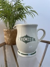 THE 1869 VICTORIAN POTTERY PITCHER / JUG CREAM & GREEN