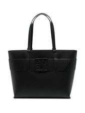 Armani Exchange Logo Plaque Faux Leather Tote Bag Black New RRP £152