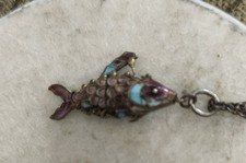 Vintage Chinese Cloisonne Enamel Silver Articulated Fish Koi Carp