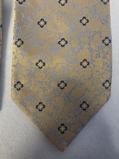 Designer Italo Ferrelli Men Tie Handmade Italy 100% Silk Yellow/Gold Necktie 