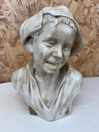 Vintage plaster bust smiling - vintage,