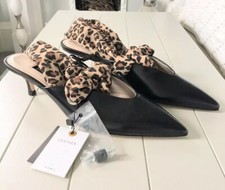Zara leather mid heel leopard - zara,
