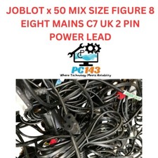 JOBLOT x 50 MIX SIZE FIGURE 8 EIGHT MAINS C7 UK 2 PIN POWER LEAD