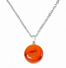 1x Gemstone Natural Stone 20mm Round Pendant Silver Colour Chain Necklace
