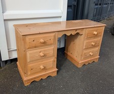 Vintage Pine Pedestal Desk Or
