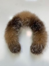 Natural Brown Real Fox fur collar hood trim Scarf
