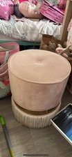 MadeCom pink velvet pouffe / stool 