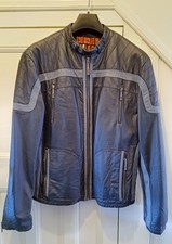 TOM WOLFE MENS BLACK LEATHER BIKER JACKET  MEDIUM  VGC  RACER CAFE