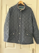 Crew Clothing Quilted Jacket Navy Blue Size Large Lined Ex Condition Mens Coat