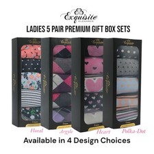 Ladies Luxury Socks 5 Pairs Gift Box – Multiple Styles – UK 4-8 (EUR 37-42)