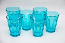 Set 6 Laura Ashley Home Turquoise Blue Perspex Tumbler Glasses Picnic Camping