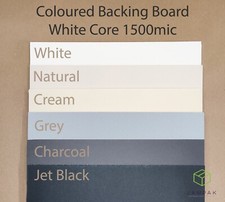BACKING BOARD. MOUNTING RIGID 1.5MM. 6 COLOURS AVAILABLE. A5, A4, A3 WHITE CORE