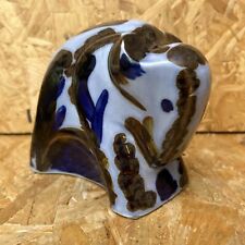 Hand Painted Blue Ceramic Pottery Elephant Bank Moneybox Money Box - 11x13x7.5cm