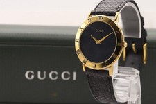 [Near MINT w/ Box] Gucci 3000M Vintage Quartz Men's Watch Gold Dial Gold Plated