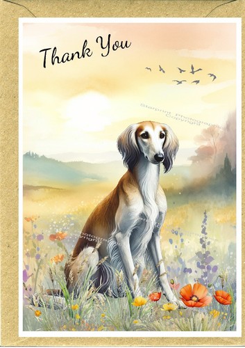 Saluki dog thank you - saluki, card