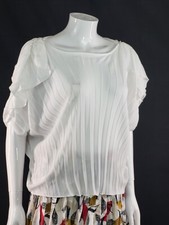 Zara White Pleated Front Summer Top Blouse UK S Small New 100% Polyester