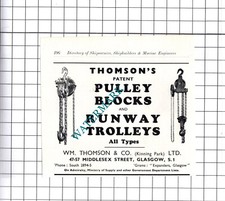 William Thomson & Co Glasgow / Walter Slingsby Keighley - c.1957 Small Advert