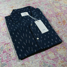 Folk Nomad SS Cuban Resort Shirt Size 5 Navy XL RRP £135 Norse YMC CP APC Toast