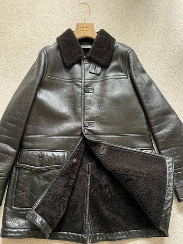 Prada leather shearling coat - shearling,