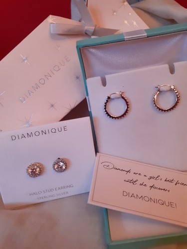Two pairs diamonique earrings - pairs,