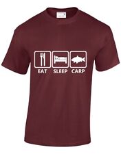 EAT SLEEP CARP MENS T SHIRT BAIT FLY FISHY ROD HOOK COMMON GRASS MIRROR S-XXXL
