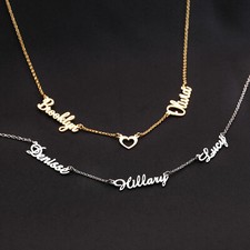 Name Necklace silver Personalised Arabic Gift for Her Double name Christmas gift