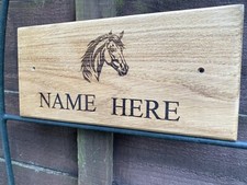 Personalised  Horse/Pet Name Stable Door Sign Wooden Plaque Laser Engraved Oak