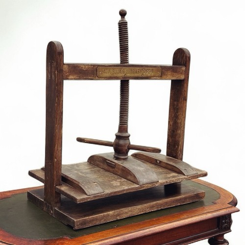 Antique oak book press with - press,