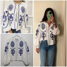Zara Cotton Blue White Kimono