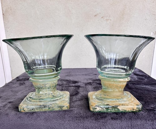 Pair green glass - of,