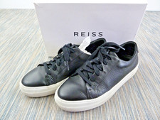 Reiss Luca Lace-Up Trainers Black Leather Size 6 UK / 39 EU / 9 US | RRP £145