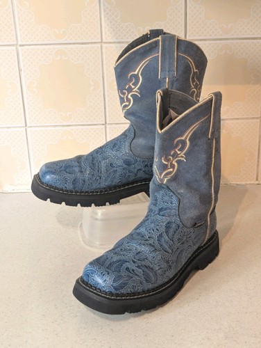 Justin gypsy boots blue - blue, tooled