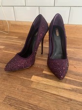 Carvela Gemini High Heels Purple Sparkle Beaded Party Wedding Shoes size 38