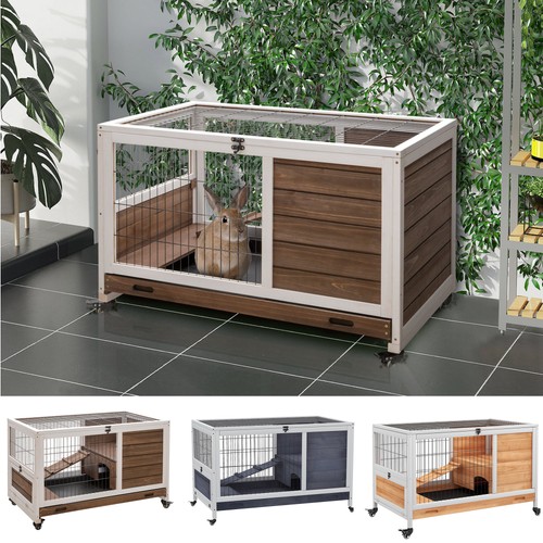 Wooden indoor rabbit hutch - wooden,