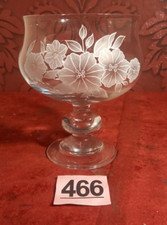 VINTAGE large Decorative Glass Brandy Cognac Snifter White Flowers pasabace