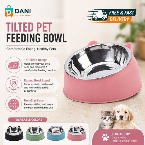 Cat dog bowl tilted stainless - dog,