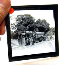 Burnley steam tram antique photo magic lantern slide #818