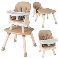 6-in-1 Baby High Chair Convertible Infant Feeding Chair khaki