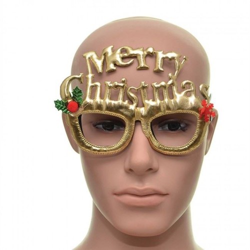 Gold merry christmas glasses - christmas,