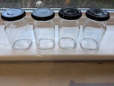 Empty Square Glass Jars x4
